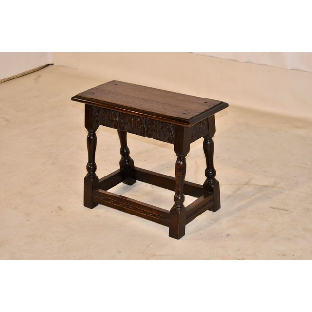 Brown Late 19th Century English Oak Carved Joint Stool For Sale - Image 8 of 8