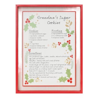 Framed Grandma's Sugar Cookie Recipe 16.5"H For Sale