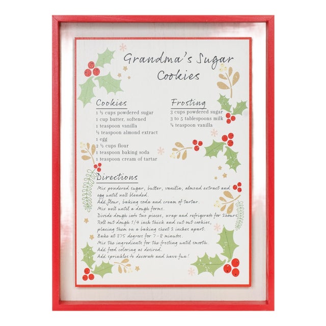 Framed Grandma's Sugar Cookie Recipe 16.5"H For Sale