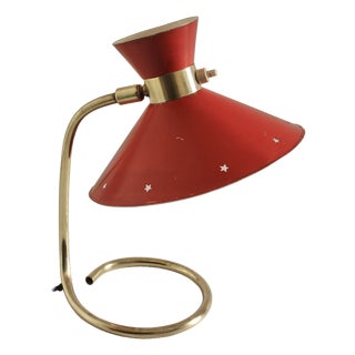 Mid-Century French Red Diabolo Table Lamp, 1950s For Sale