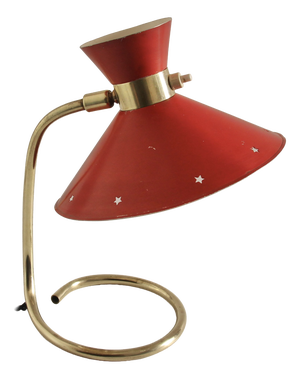 Mid-Century French Red Diabolo Table Lamp, 1950s