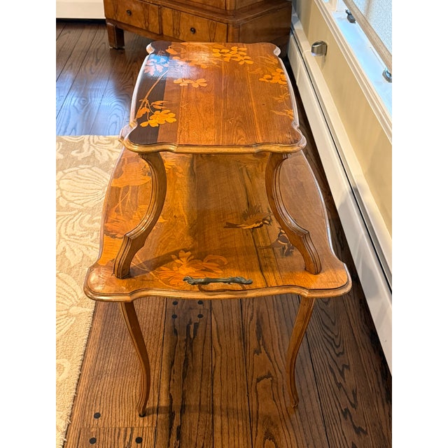 Art Nouveau Late 19th Century Emile Galle Two Tier Art Nouveau Walnut Table For Sale - Image 3 of 11