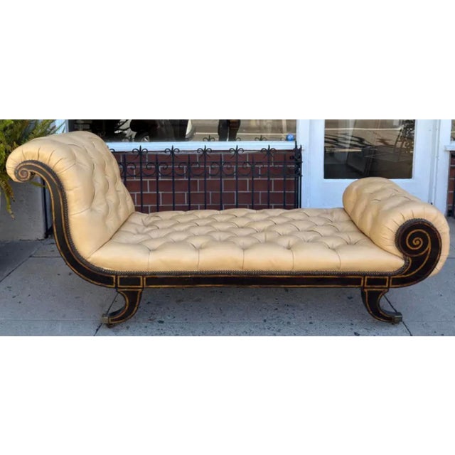 Antique Regency Period Tufted Leather Chaise Lounge c.1810 For Sale - Image 4 of 12