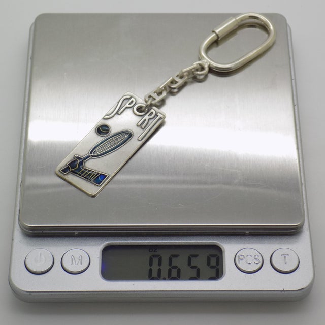 Vintage Italian Handmade Genuine Silver Italian Futurism Sport Tennis Keyring For Sale - Image 10 of 11