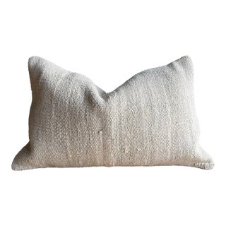 Vintage Turkish Hemp Rug Pillow 18" X 28" With Down Insert For Sale