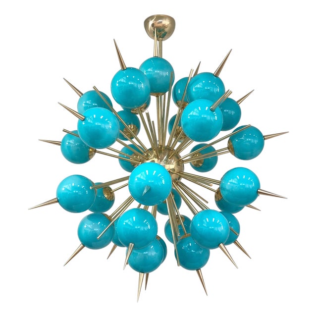 21st Century Tiffany Blue Murano Pinocchio Chandelier by Fabio LTD For Sale