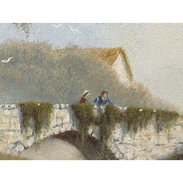 River Bridge with Figures in English Countryside by 20th Century British Artist Circa 1995 For Sale - Image 16 of 17