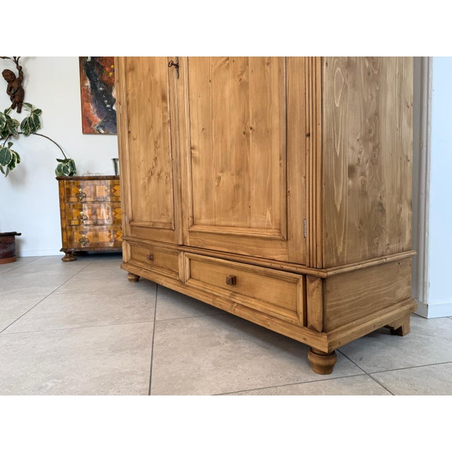 Antique Farmhouse Wardrobe in Softwood For Sale - Image 8 of 16