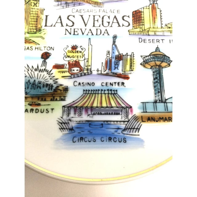 Ceramic 70s Ceramic Hand Painted Las Vegas Souvenir Plate For Sale - Image 7 of 8