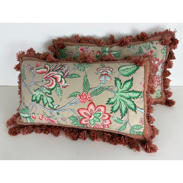 Vintage Brunschwig & Fils Tasseled Floral Pillows/a Pair For Sale - Image 11 of 11