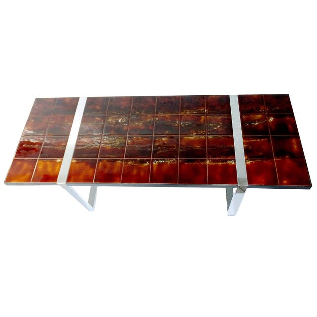 Large Vintage Space Age Ceramic Tiles Table from Belarti For Sale - Image 4 of 13