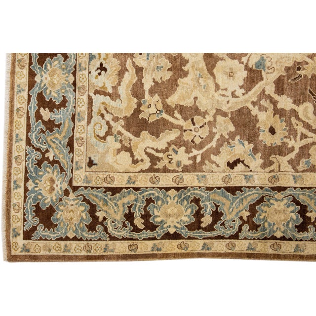 2010s Brown Modern Sultanabad Wool Rug Handmade With Allover Floral Motif For Sale - Image 4 of 7