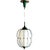 Vintage italian pendant featuring a forest green metal cage, canopy and holder with satin opal glass, and brass details. 1...