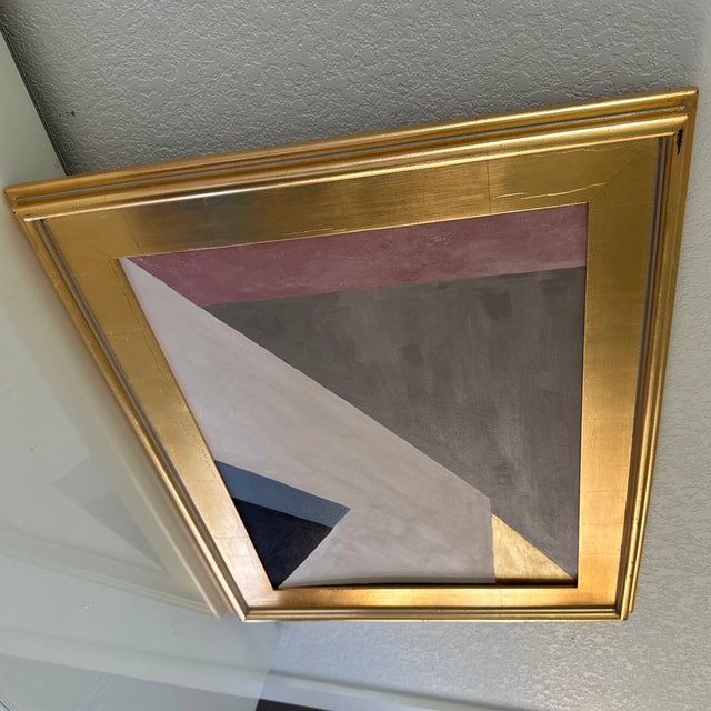 Abstract Original Geometric Abstract Acrylic Painting in Plein Aire Frame For Sale - Image 3 of 4