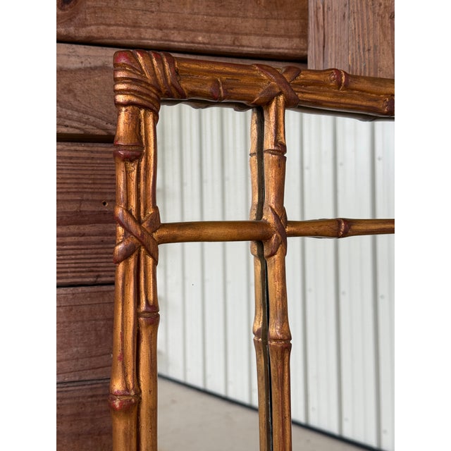 Vintage Carvers’ Guild Faux Bamboo Gilt Wall Mirror in Old World Gold Finish For Sale - Image 10 of 12