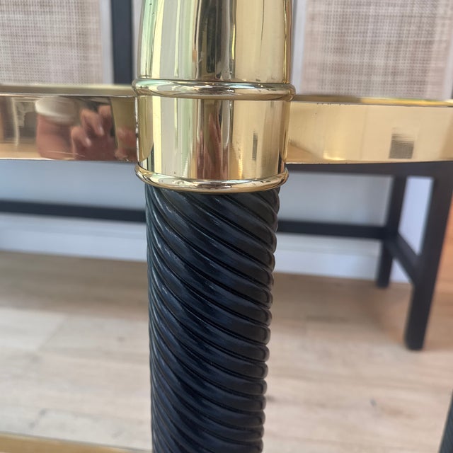 1970s Italian Brass and Glass Console Table With Faux Rope and Tusk Detail Attributed to Renato Zevi For Sale - Image 10 of 12