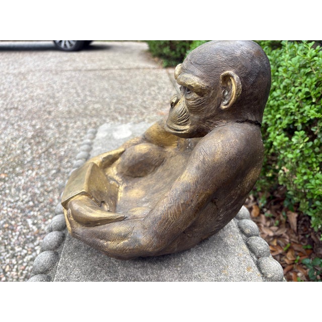 Vintage Bronze Monkey Sculpture For Sale - Image 9 of 11