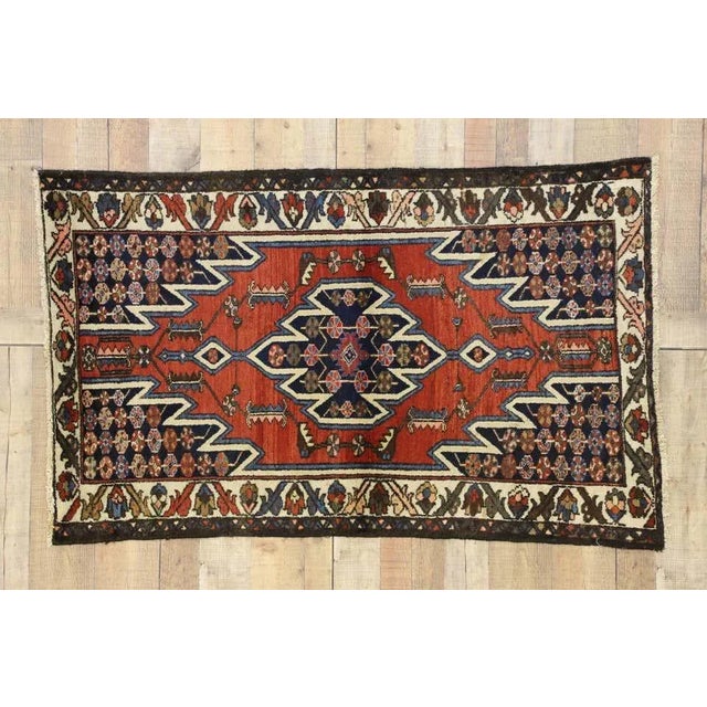Red Antique Persian Mazlaghan Hamadan Rug, 03'01 X 05'01 For Sale - Image 8 of 9