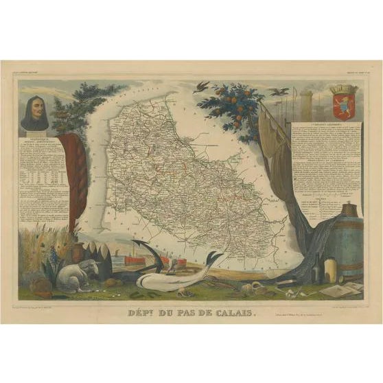 Antique Map of the Department of Calais For Sale