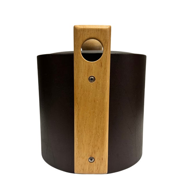 Mid-Century Modern 1960s George Briard Mid-Century Modern Leatherette Ice Bucket With Bentwood Handles For Sale - Image 3 of 7