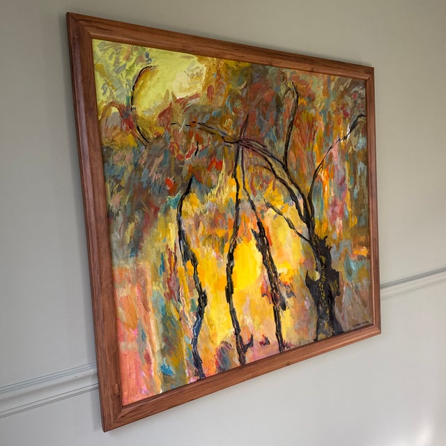 Mid-Century Modern 1980s CB Goodstein Abstract Art Paint on Canvas - Signed For Sale - Image 3 of 4