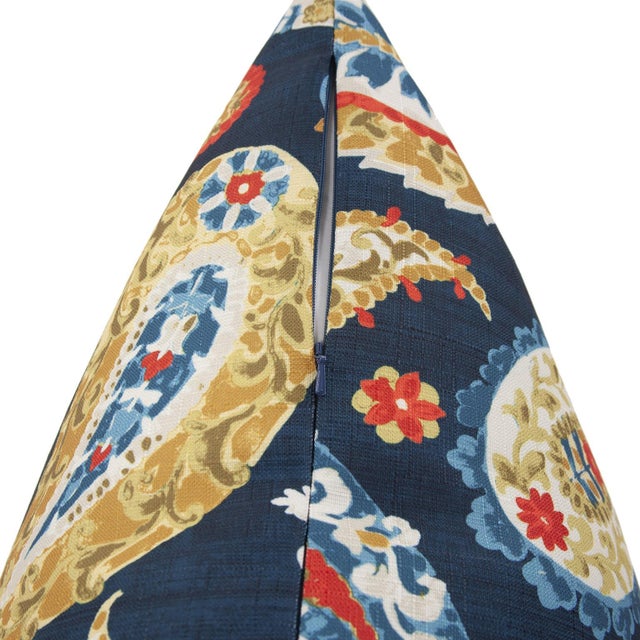 2020s 20 x 20 Pillow Boteh Indigo - Down Insert For Sale - Image 5 of 8