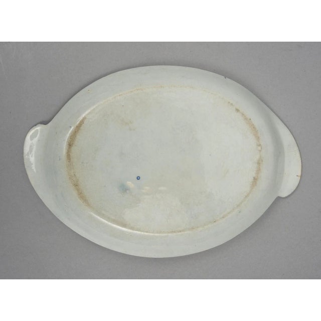 Wild Rose Nuneham Courtenay blue and white footed compote and stand in an oval shape depicting a pastoral scene of a...