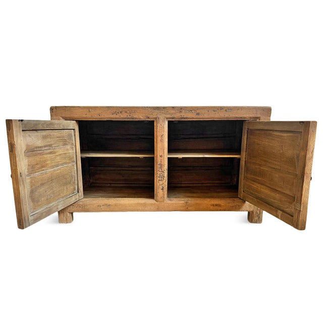 Rustic Antique Brick Elm Sideboard For Sale - Image 3 of 10