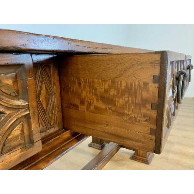 Baroque Vintage Alfonso Marina Baroque Style Walnut Carved Console Table For Sale - Image 3 of 12