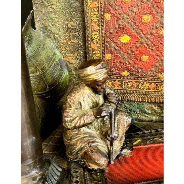 Early 20th Century After Bergman, Cold-Painted Orientalist Market Stall Diorama Lamp For Sale In San Francisco - Image 6 of 10
