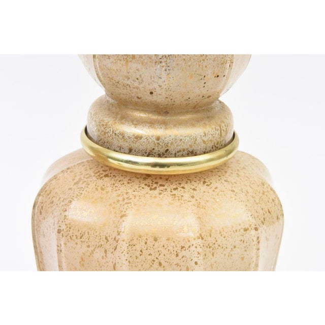 Brass Vintage Maison Bagues Glass Table Lamps With Gold Inclusions and Brass, Pair Of, 1940's For Sale - Image 8 of 13
