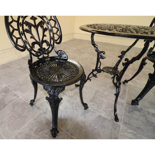 Late 20th Century Victorian Revival Iron and Aluminum Garden Bistro Set, 3 Pieces For Sale - Image 10 of 15