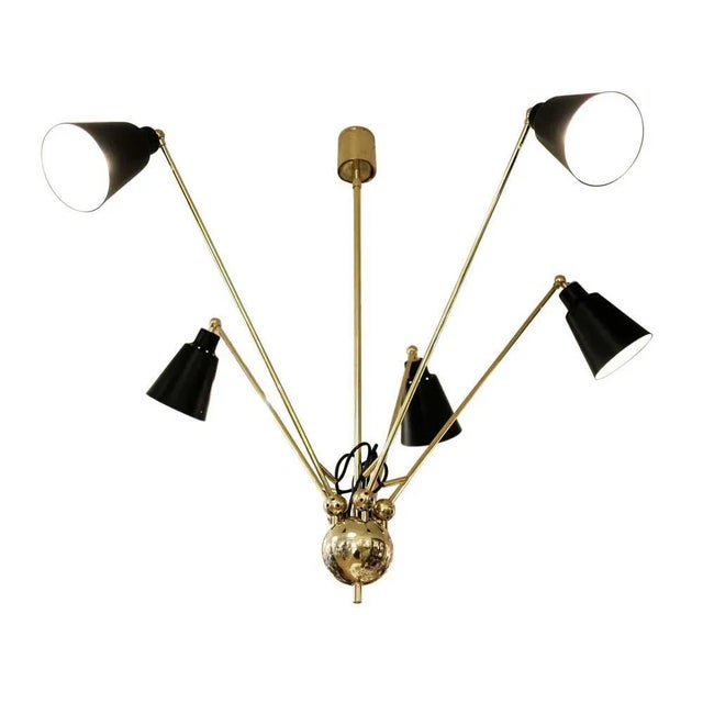 Five Star Ceiling Light in Brass For Sale - Image 4 of 9
