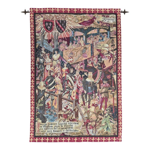 The King's Knights Loom Woven Tapestry - 142 X 97 Cm (4'8" X 3'2") - Requires Rod Size 3 For Sale