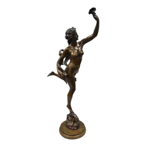 Early 20th Century Lifesize Cibardie French Art Nouveau Style Bronze Female Nude Nymph Statue
