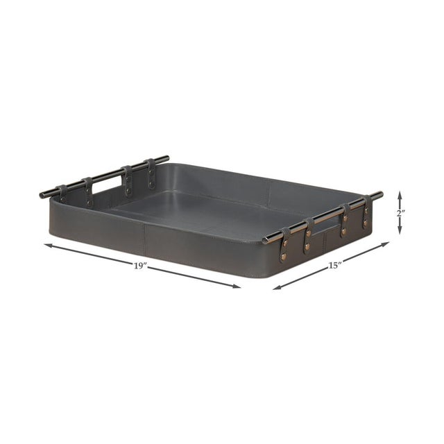 Grey Leather Tray For Sale - Image 9 of 11