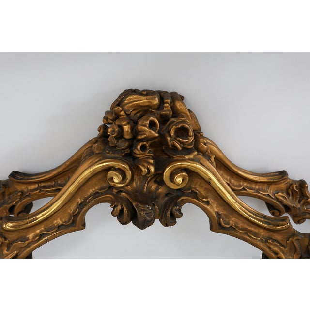 Louis XV Rococo Style Carved Gilt Console Table with Rose Marble Top, Italy, 1950s For Sale - Image 15 of 16