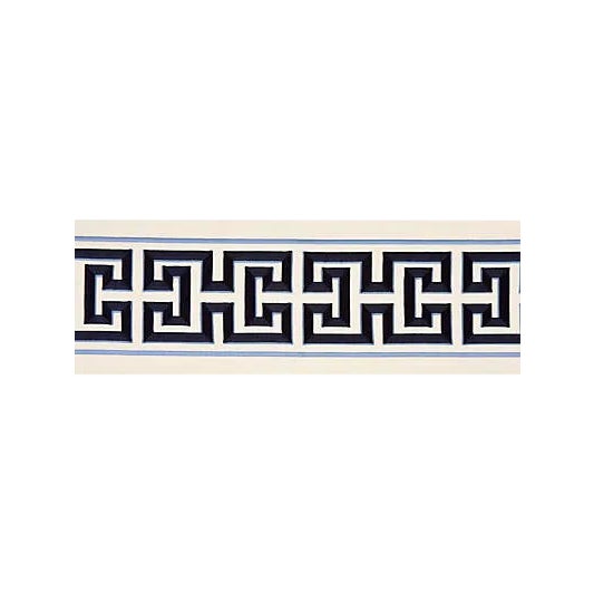 Transitional Sample, Scalamandre Imperial Embroidered Tape, Navy Fabric For Sale - Image 3 of 3