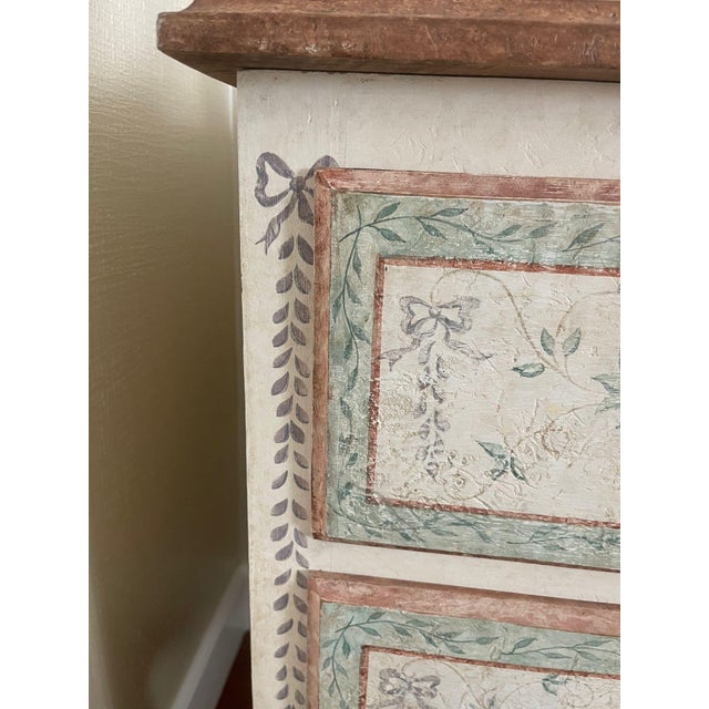 Wood Pair of Early 20th C. Italian Neoclassical Style Commodes With Faux Marble Tops For Sale - Image 7 of 9