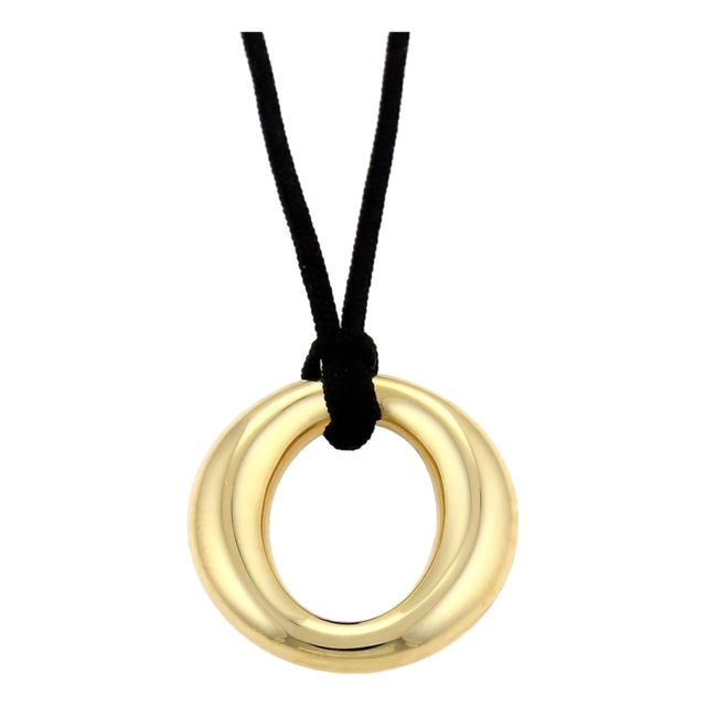Tiffany & Co. Peretti Sevillana 18k Yellow Gold & Black Cord Pendant Necklace For Sale