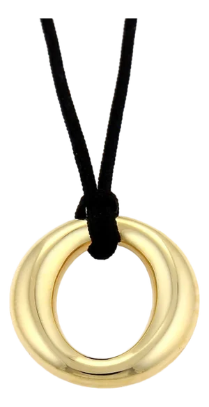 Tiffany & Co. Peretti Sevillana 18k Yellow Gold & Black Cord Pendant Necklace
