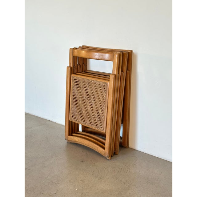 Vintage Folding Chairs in Ash and Vienna Straw, 1970s, Set of 4 For Sale - Image 6 of 18