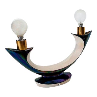 Sculptural Iridescent Ceramic Lamp from Verceram For Sale