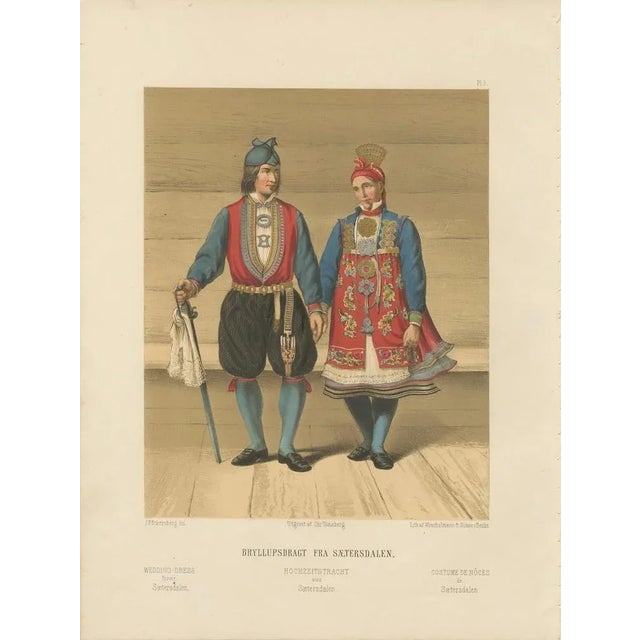 Saetersdalen Couple in Wedding Dress, 1800s, Paper For Sale - Image 6 of 10