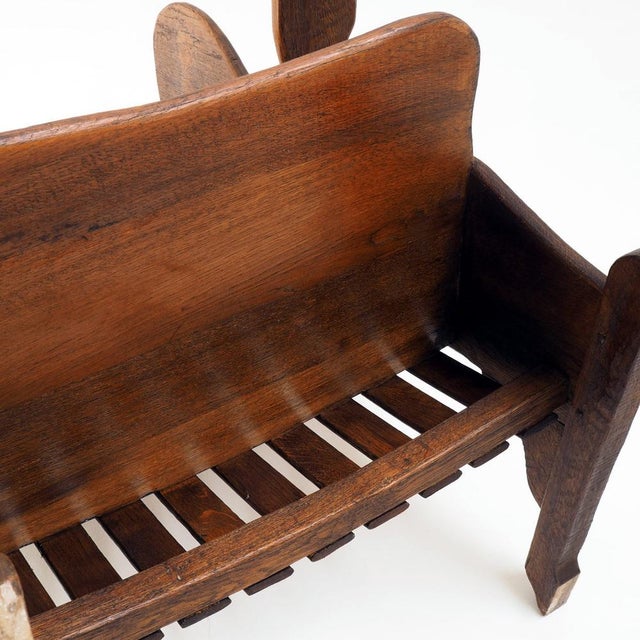 Antique Dutch Arts and Crafts Oak Hall Bench, 1890s For Sale - Image 11 of 14