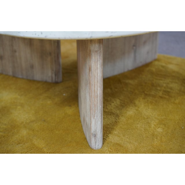 Wood Contemporary Round Coffee Tables Wood, Caesar Stone; Unsigned For Sale - Image 7 of 12