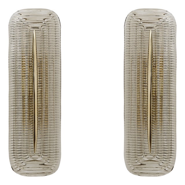 Large Modern Italian Murano Glass and Brass Sconces, 2000, Set of 2 For Sale