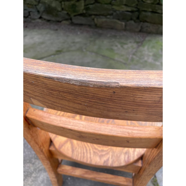 Brown Vintage Oak Childs School Chair 1950's For Sale - Image 8 of 12