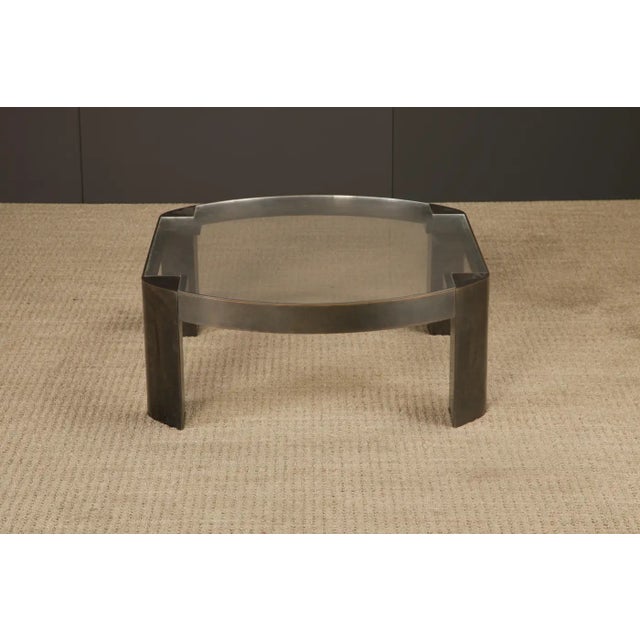 Karl Springer 'Banker' Coffee Table in Patinated Bronze and Lucite, 1970s For Sale - Image 10 of 17