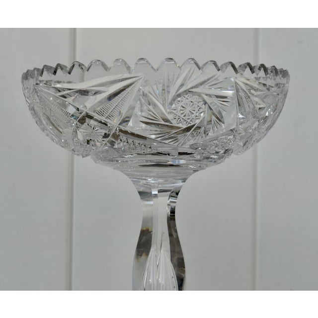 Vintage American Brilliant Cut Glass Tall Compote For Sale - Image 4 of 12